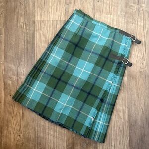 W. Bill Wool Green and Blue Plaid Tartan Skirt Kilt
